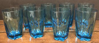 8pc Blue Hazel Ware Glasses