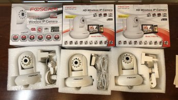 3 - White Foscam HD Wireless IP Cameras