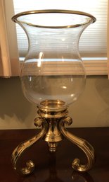 Solid Brass & Glass Candle Holder