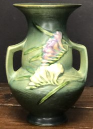 Roseville Green Freesia 2 Handle Vase