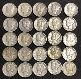 #1 - 25pc Assorted Mercury Dimes