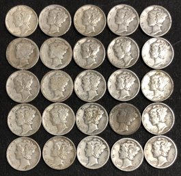 #2 - 25pc Assorted Mercury Dimes