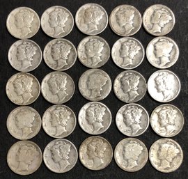 #5 - 25pc Assorted Mercury Dimes