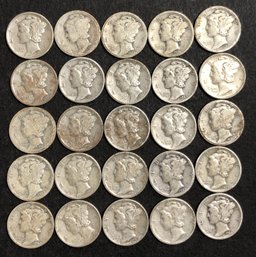 #12 - 25pc Assorted Mercury Dimes