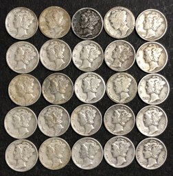 #13 - 25pc Assorted Mercury Dimes