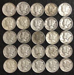 #15 - 25pc Assorted Mercury Dimes