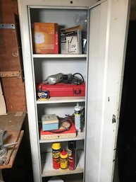 White Metal Cabinet & Contents