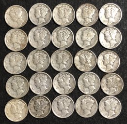 #17 - 25pc Assorted Mercury Dimes