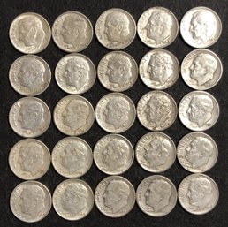 #2 - 25pc Assorted Roosevelt Silver Dimes