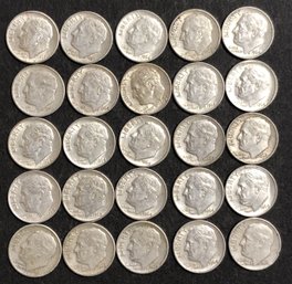 #3 - 25pc Assorted Roosevelt Silver Dimes