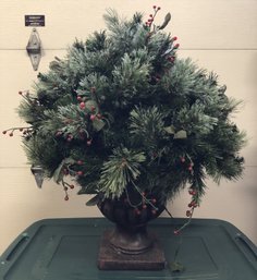 #2 - Wild Wisteria Faux Evergreen/ Berries Lighted Christmas Arrangement
