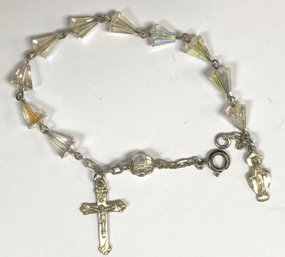 Vintage Sterling & Crystal Bead Rosary Bracelet