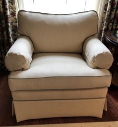 Ethan Allen Chair - Cream W/ Olive Piping