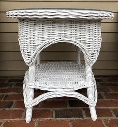 #2 - Real Wicker Round Table W/ Glass Top