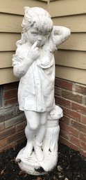 Tall Cement Girl Garden Statue