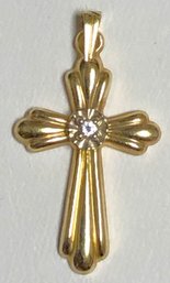 14k Gold & Diamond Cross Pendant