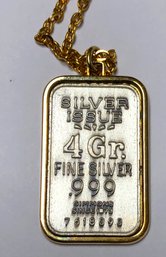 Simmons 4 Gram Fine Silver Bar Pendant Necklace