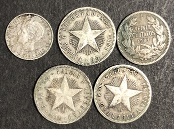 #1 - 5pc Antique Silver Foreign Coins