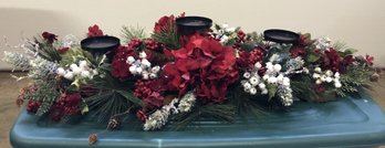 #12 - Christmas Faux Flower Candle Holder Centerpiece