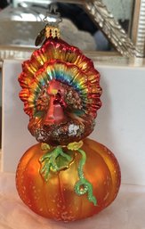 #26 - Christopher Radko Ornament - Turkey On Pumpkin