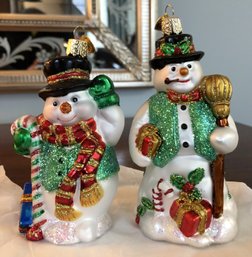 #1 - Old World Christmas Ornaments - 2pc Snowmen