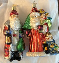 #2 - Old World Christmas Ornaments - 2pc Santas