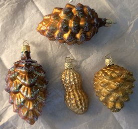 #17 - Old World Christmas Ornaments - 4pc Pinecones & Peanut