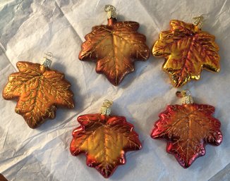 #19 - Old World Christmas Ornaments - 5pc Maple Leaves