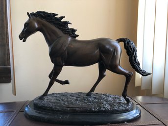 Leonardo Rossi Bronze Horse Statue - Marble Base