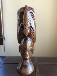 Fiji Carved Wood Head Statue