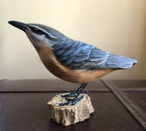 Carved Wood And Hand Painted Bird - Nut Hatch