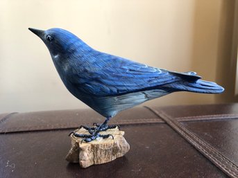 Carved Wood And Hand Painted Bird - Mountain Blue Bird