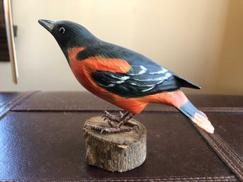 Carved Wood And Hand Painted Bird - Baltimore Oriole