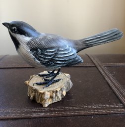 Carved Wood And Hand Painted Bird - Chickadee