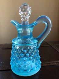 Small Fenton Blue Hobnail Cruet