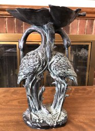 Bronze Finish Resin Swan Birdbath