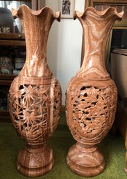 2 Huge Carved Marble Decorative Vases - Paid $2500