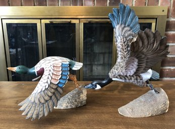 2 Hand Carved & Hand Painted Birds