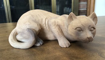 Carved Wood Cat Figure