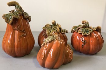 T11 - #3 - 4pc Porcelain Pumpkin Decorations