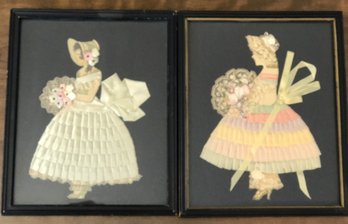 2 Framed Fabric Women Wall Art - 1931