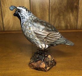 Hand Carved & Painted Wood California Quail