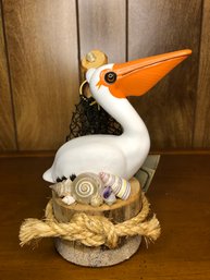 Hand Carved & Painted Wood Pelican