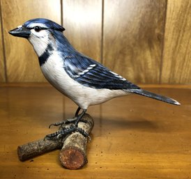 Hand Carved & Painted Wood Bluejay