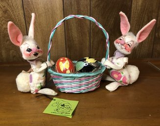 2 Annalee Easter Bunnies W/ Basket