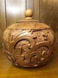 Bali Hand Carved Lidded Jar