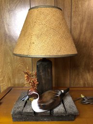 Hand Carved Duck Lamp - Maine