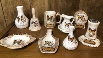 9pc Butterfly Themed State Souvenir Ceramics