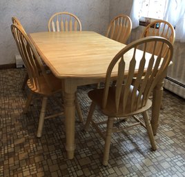 Solid Blonde Oak Dining Room Table W/ 6 Chairs