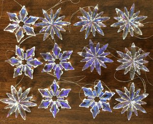 T35 - #2 - 12pc Christmas Ornaments - Iridescent Snowflakes